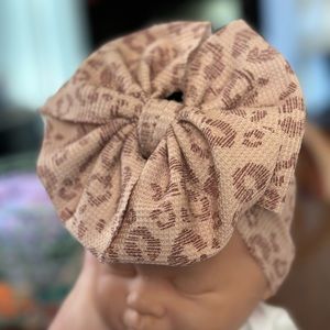Handmade Baby Tan Cheetah Messy HeadWrap
